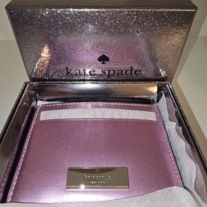 Kate Spade Pink Patent Fabric Cardholder NIB